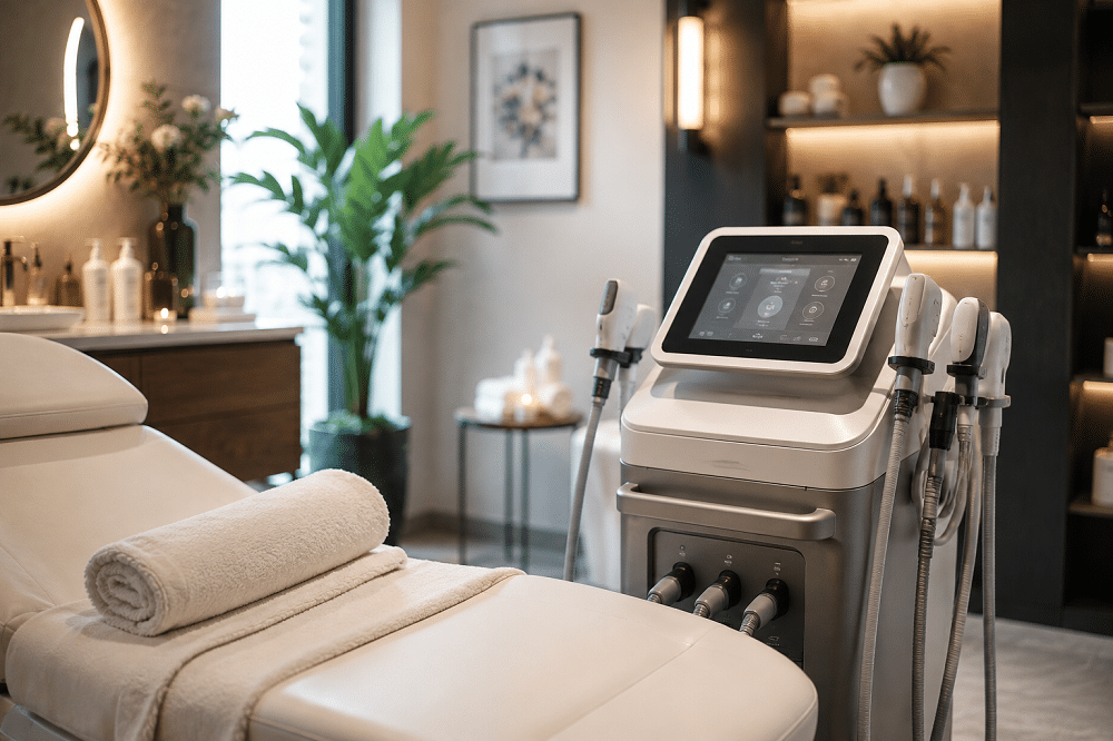 Premium spa treatment equipment in a modern wellness facility, illustrating financing options for high end spa equipment investments